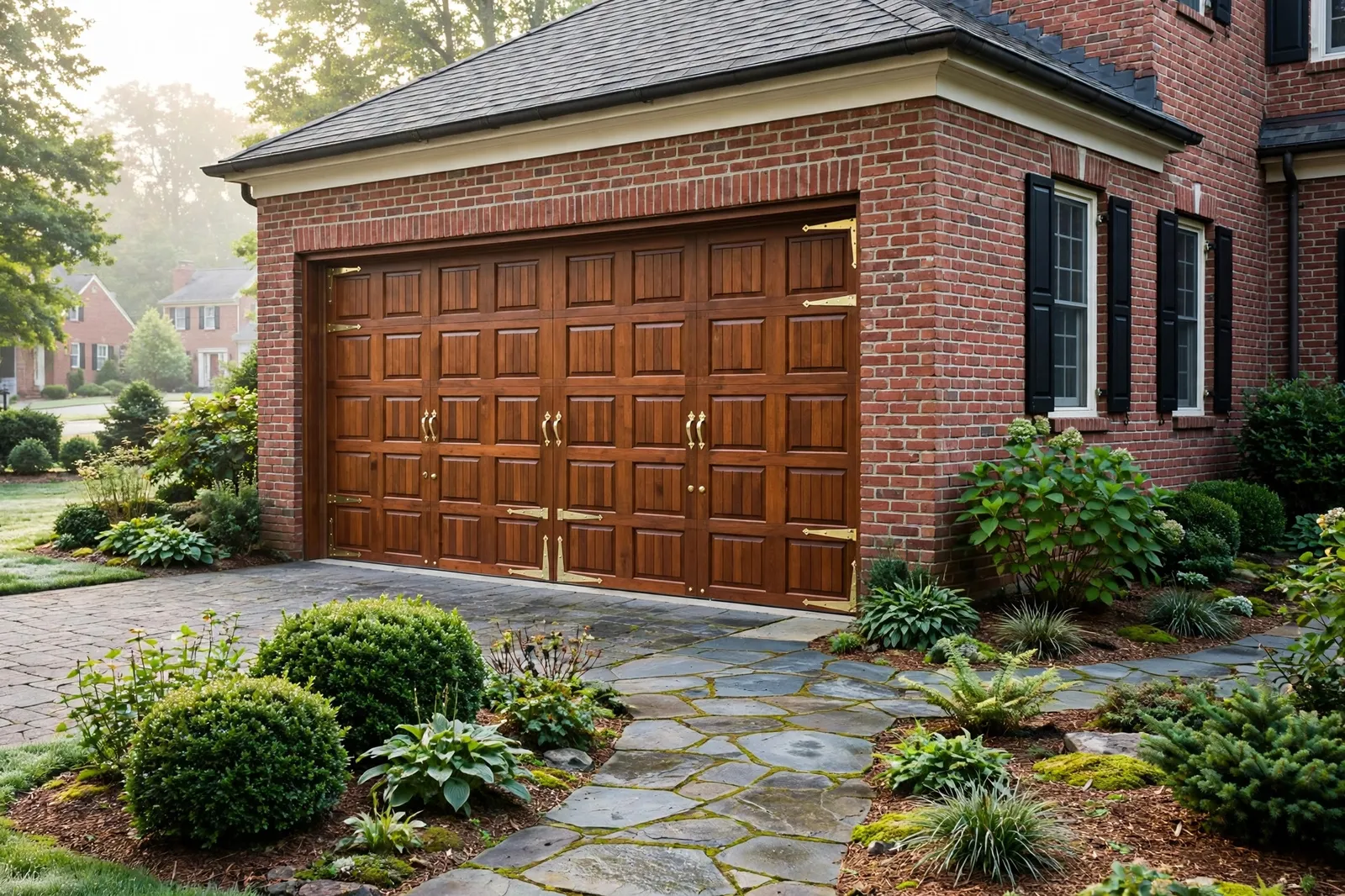 Custom Wood Garage Doors —  Custom Cedar Door for a Wide Single Opening in Bannister by Waldorf Garage Door Repair